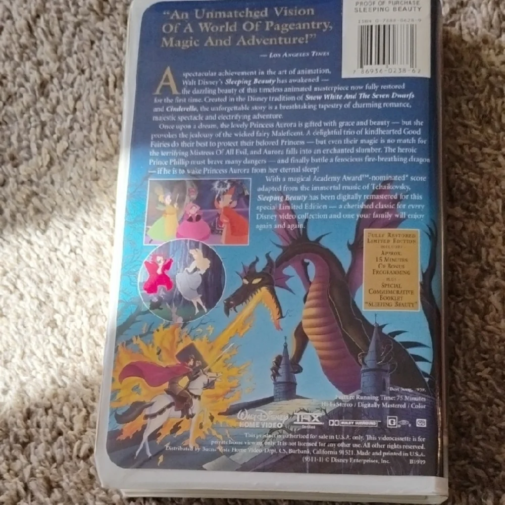 Disney Sleeping Beauty VHS with Colorful Cover Art